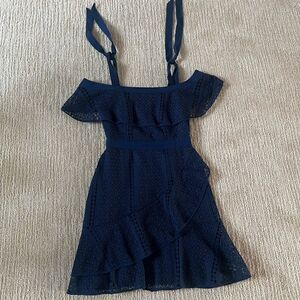 Chelsea28 Blue Off the Shoulder Tie dress